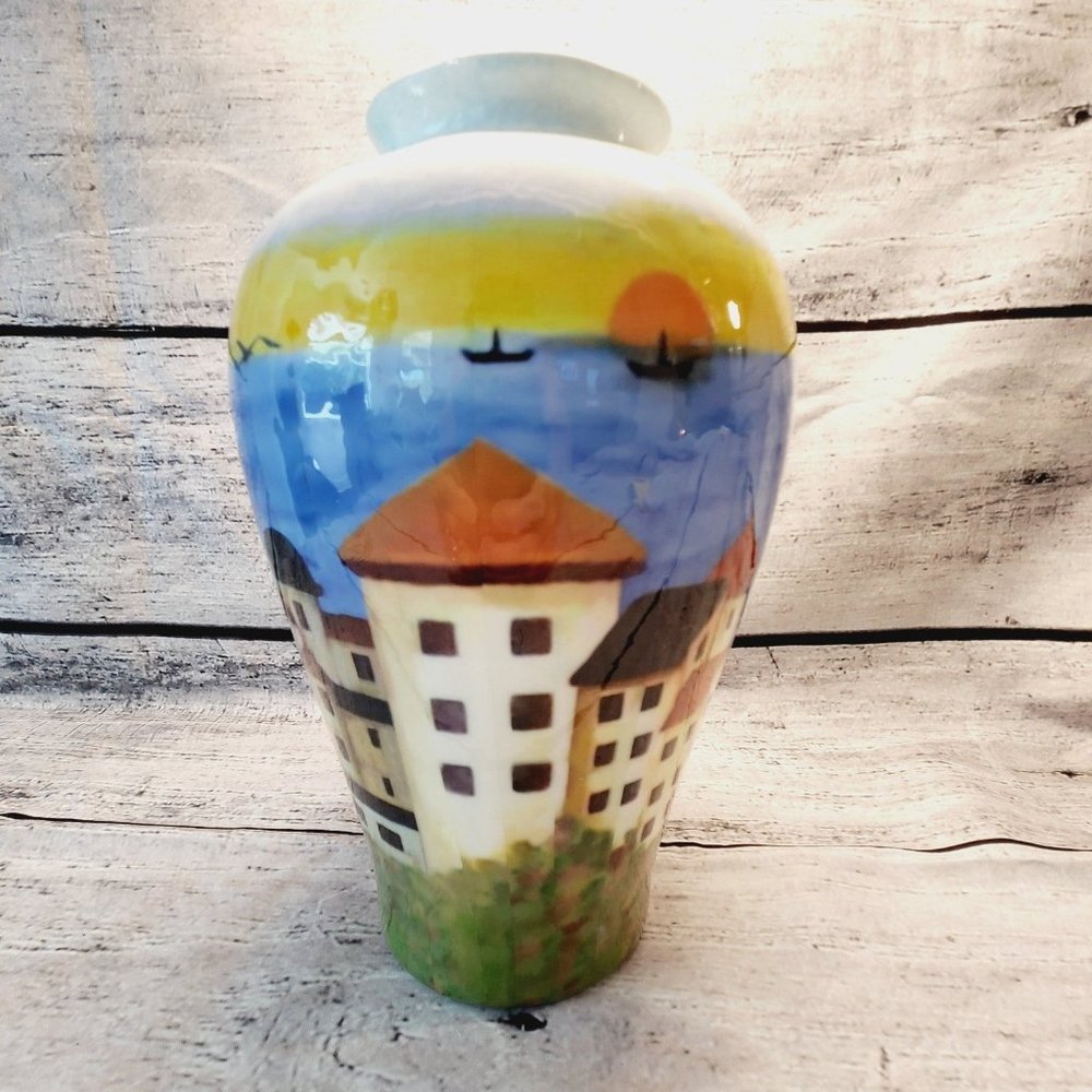 Coastal Vase 9.5" Flower Vase Ocean Sea New Home Decor